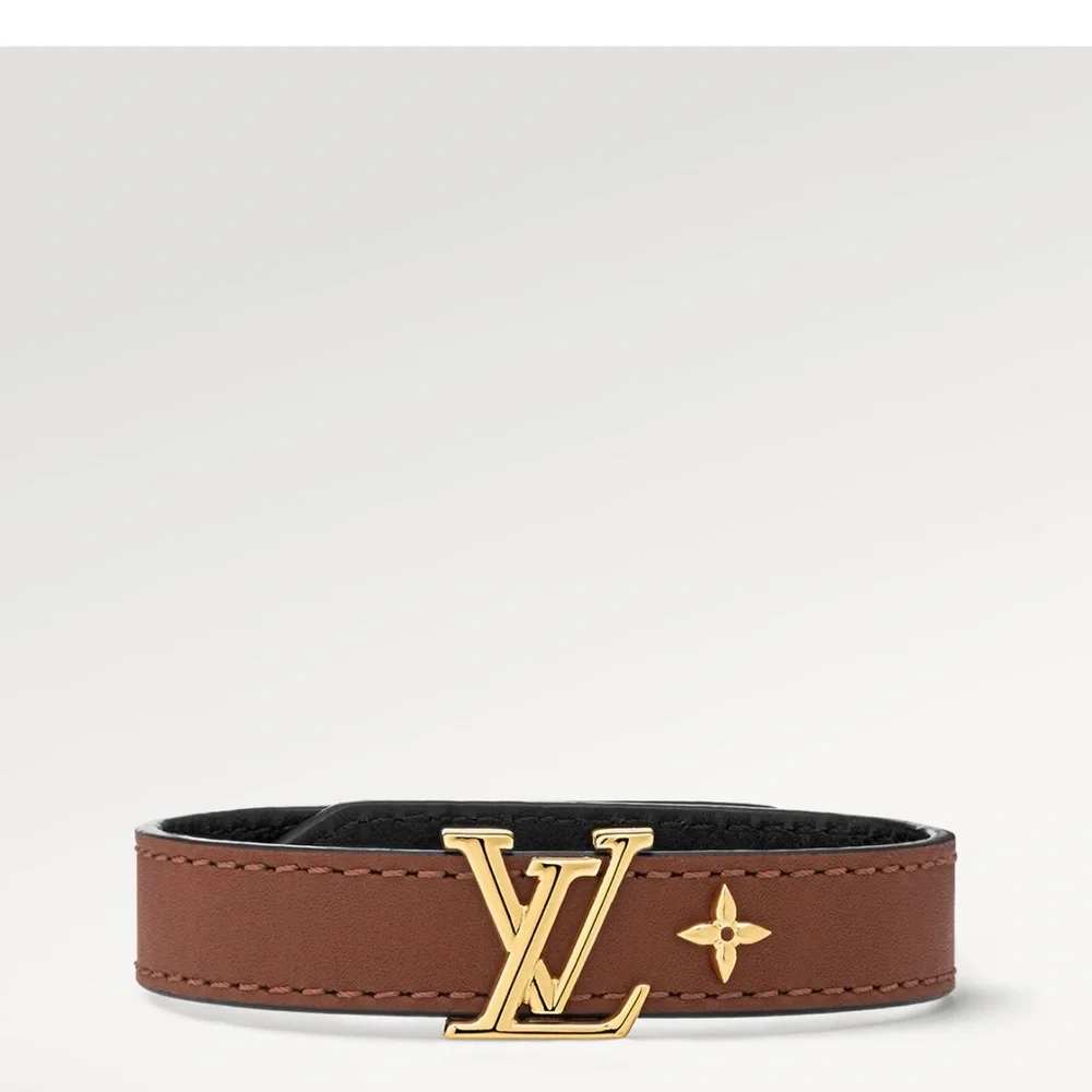 Louis Vuitton Lv iconic Gold and Brown Leather Bracelet size 19 - Picture 1 of 1